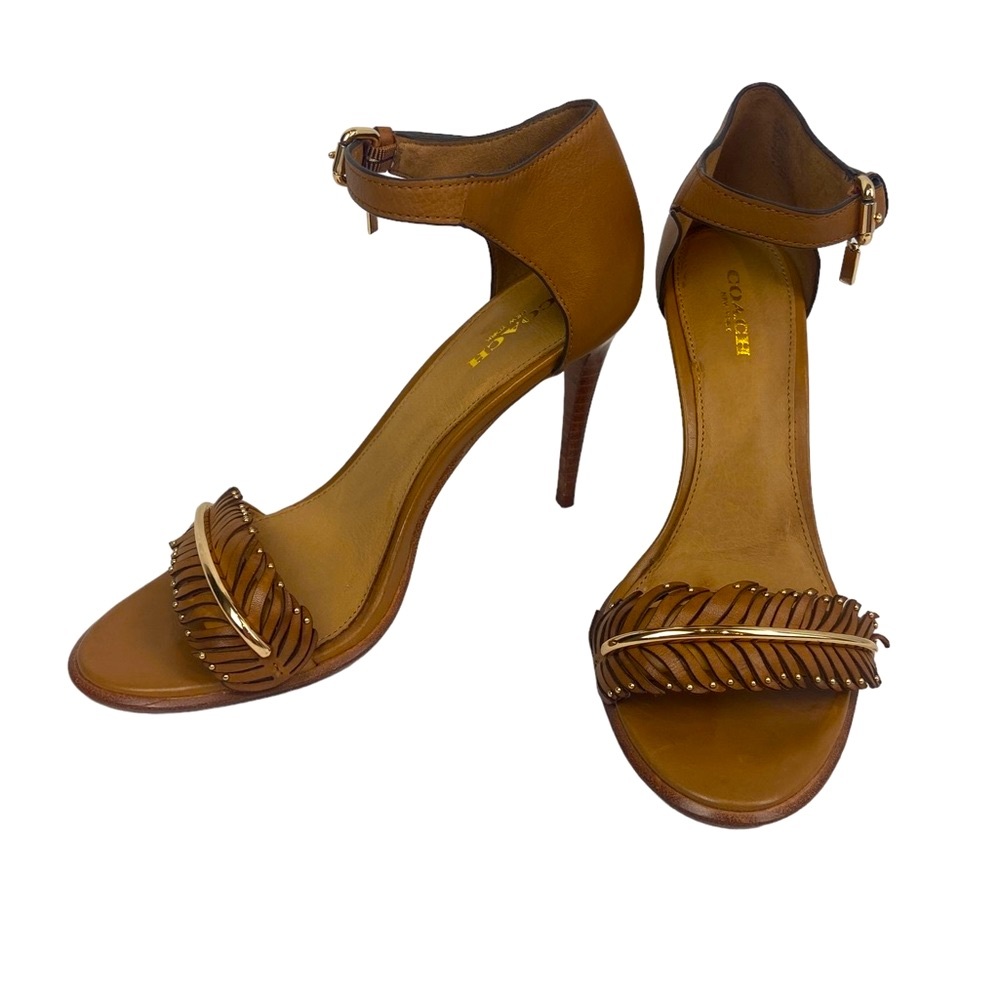 Coach Feather Leather Heels Women's Size 7B Gold hardware